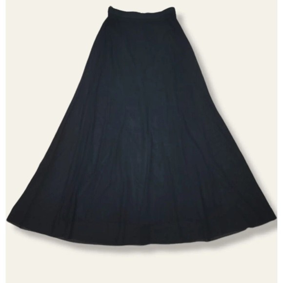 VTG Tadashi Black Maxi Tulle Evening Formal Mesh Overlay skirt 2 Slits Sheer 6 - Picture 9 of 12